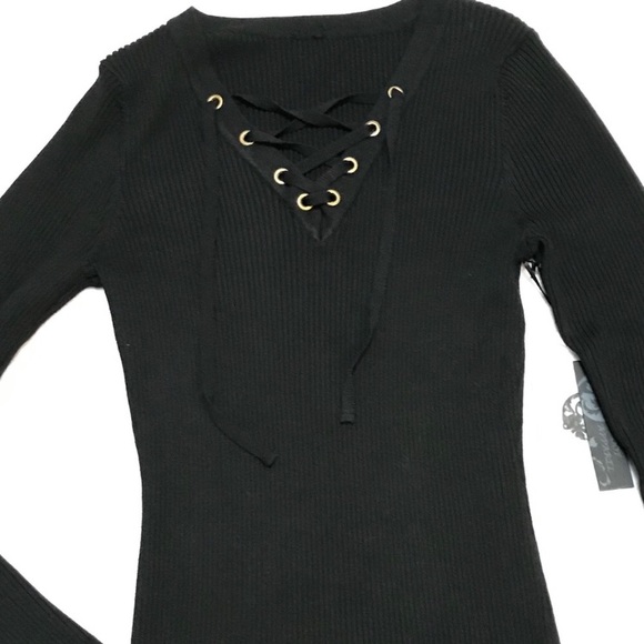 Charlotte Russe • Knit + Lace Up Neckline - Picture 3 of 5